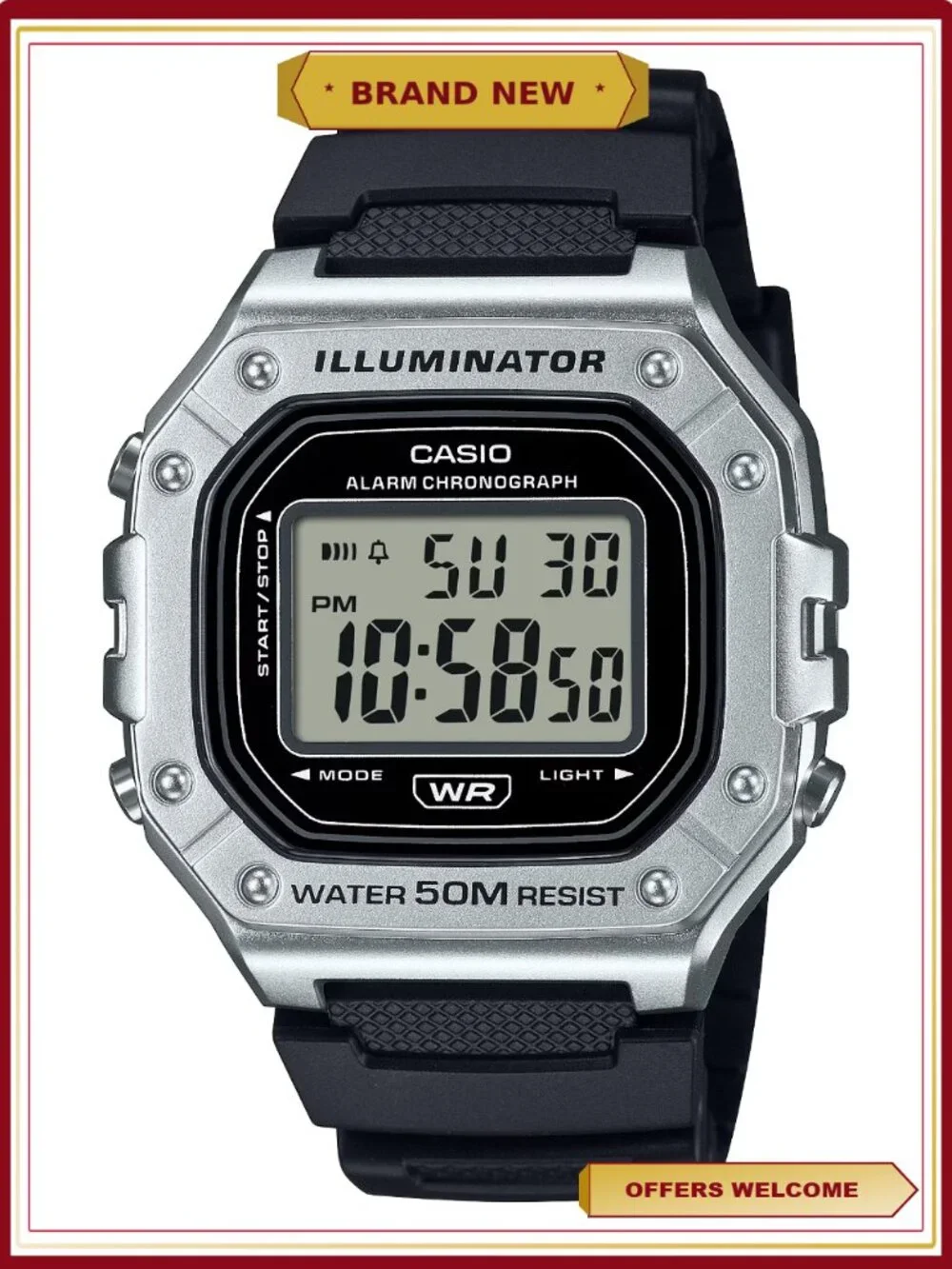 Mens Digital Sport Watch - 7-Year Battery, 50M Water Resistant, LED Backlight,